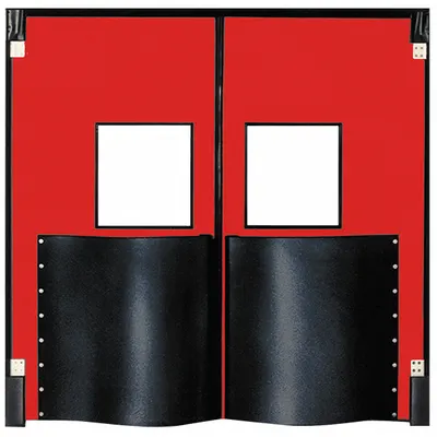 CHASE Swinging Door: Polyethylene, 2 Doors, Red, 5 ft Door Wd, 8 ft Door Ht, Window Included - Insulated Swinging Doors