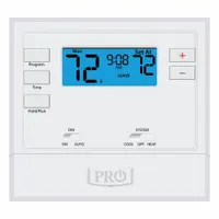 PRO1 IAQ Low Voltage Thermostat: Heat and Cool, Manual, B/G/O/RC/RH/W/Terminal Designations, Square (MPN T605-2)