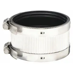 This shielded flexible transition coupling is designed for use with 2 in iron pipe. It features a neoprene construction with stainless steel components and has an overall length of 2-1/8 in. Suitable for above-ground applications, it helps dampen vibration and accommodate minor misalignment in piping systems.
