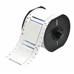 White matte polyolefin sleeve label roll, 1 1/2 in x 2 in, for wire diameters from 0.5 in to 1.45 in. Compatible with i3300 printer series. Used for wire and cable identification in electrical and panel building applications.