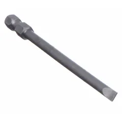 This impact bit features a #3 size with a standard tip and hex drive, designed for use with impact drivers in fastening applications. Made from S2 steel, it has an overall length of 6 inches and is sold in a 5-pack. Suitable for heavy-duty assembly and maintenance tasks.