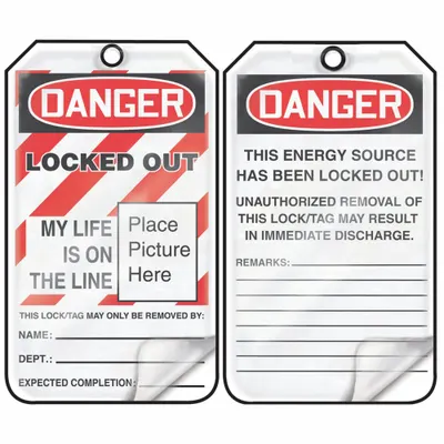 ACCUFORM Lockout Tag: Danger, Locked Out Device, RP-Plastic, Dept/Expected Completion/Name - Safety