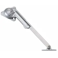 Zinc alloy lid support with a 90° maximum support angle. Overall height 8 1/32 in, overall width 55/64 in. Used to hold lids, doors, or panels open in industrial enclosures, machinery, and cabinetry