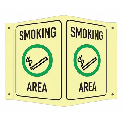 LYLE Safety Sign: Aluminum, Mounting Holes Sign Mounting - V-Shape Projection Smoking Area Signs
