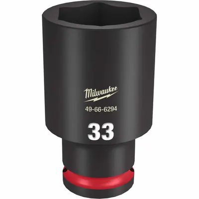 MILWAUKEE Deep Impact Socket: 1/2 in Drive Size, Metric, 33 mm Socket Size, 6-Point - 1/2" Drive Impact Sockets