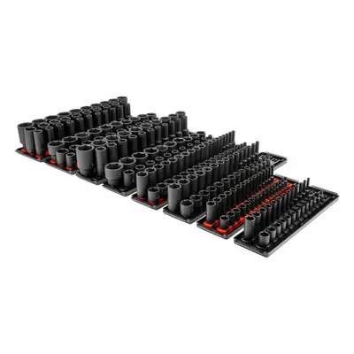 TEKTON Impact Socket Set: 1/4 in, 3/8 in, 1/2 in Drive Size, 230 Pieces, (115) 6-Point - SAE & Metric Impact Socket Sets