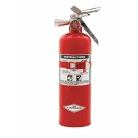 The AMEREX B386T is a 5 lb Halotron fire extinguisher with a 5B:C rating, designed for Class B (flammable liquids) and Class C (energized electrical equipment) fires. Its clean-agent suppressant leaves no residue, making it suitable for use in environments where sensitive electronics or equipment must be protected