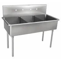 JUST MANUFACTURING Scullery Sink: 3 Bowls, 48 in Overall Ht, 48 in Overall Lg, 27 1/2 in Overall Wd (MPN NSFB345-2-2-J)