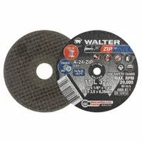 Type 1 cut-off wheel for general purpose cutting of carbon and stainless steel. Measures 3" diameter by 1/8" thickness with a 1/4" arbor hole. Constructed of aluminum oxide abrasive with 24 grit. Suitable for metal fabrication, maintenance, and repair applications