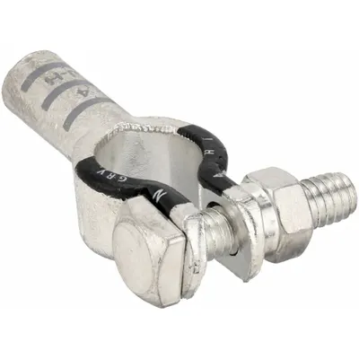 ECO-MAX Battery Terminal: Straight, Crimp, 4 ga, Gray Color, Negative, Copper/Tin - Straight Alignment