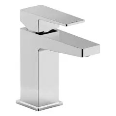 Single-post handle bathroom faucet with chrome finish, constructed of brass. Includes a metal pop-up drain with 1-1/4" tailpiece. Flow rate of 1.2 gpm. Suitable for residential and commercial bathroom sinks.