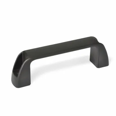 JW WINCO Pull Handle: Threaded Holes, Plastic, Black, M6 Screw Size, 0.24 in - Standard Pull Handles