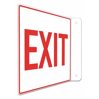 LYLE Safety Sign: Aluminum, Mounting Holes Sign Mounting, 8 in x 8 in Nominal Sign Size - L-Shape Projection Exit Signs