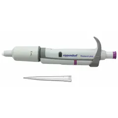 Manual adjustable volume pipettor with a single channel, maximum capacity of 5 mL, and 0.01 mL volume increments. Autoclavable for sterilization. Suitable for precise liquid handling in laboratory applications such as reagent dispensing and sample preparation.