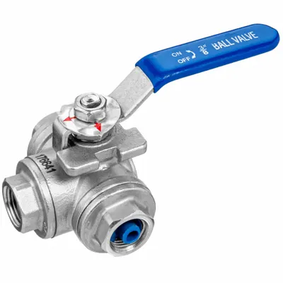 USA INDUSTRIALS Manual Three-Way Ball Valve: 1 in, 304 Stainless Steel, L Flow - L-Port Stainless Steel Ball Valves