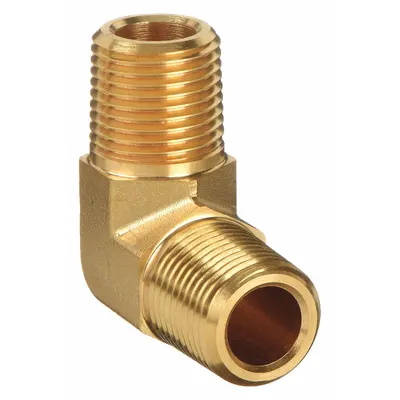 PARKER Metal Pipe Elbow: 90° Elbow, Brass, 1/4 in x 1/4 in - Threaded Extreme-Pressure Instrumentation Pipe Fittings