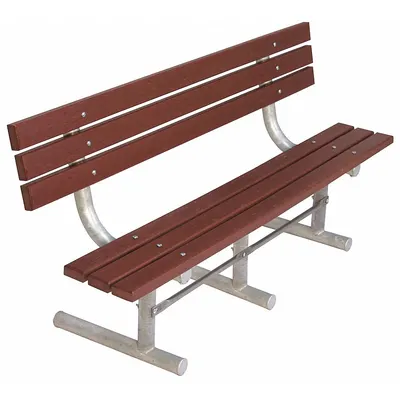ULTRASITE Outdoor Bench: Extra Heavy-Duty, 96 in Overall Lg, 35 in Overall Ht, Brown - Recycled Plastic Benches
