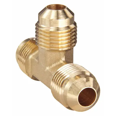 PARKER Flared Fitting Tee: 1/2 in OD x 1/2 in OD x 1/2 in OD Fitting Size, Flared - Standard Brass 45-Degree Flare Tube Fittings