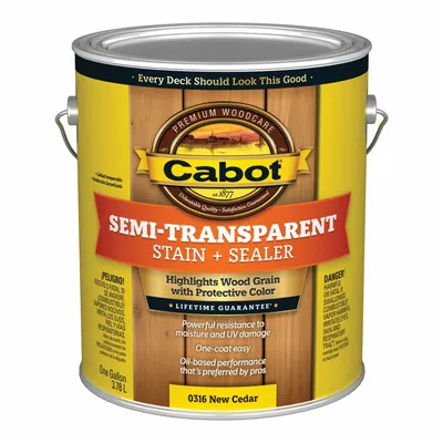 CABOT Wood Stain and Sealer: Exterior, Oil, 1 gal Container Size, Wood, Flat - Combination Wood Stain & Sealers
