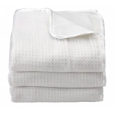 FOUNDATIONS Blanket: 40 in Overall Lg, 32 in Overall Wd, White, Acrylic, Polysatin - Baby Blankets