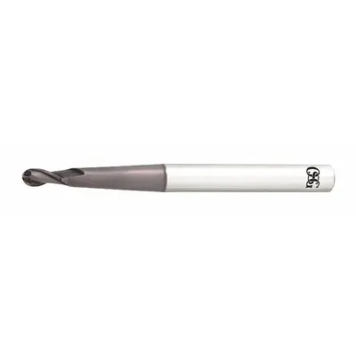 OSG Ball End Mill: Carbide, TiAlN Coated, 2 Flute, 2 mm Mill Dia, 5 mm LOC - Pencil-Neck Carbide Ball End Mills for Stainless Steel & Super Alloys