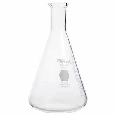 KIMBLE Erlenmeyer Flask: 2 L, Colorless, Conical, A - Glass Erlenmeyer Flasks