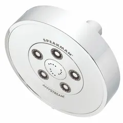 The SPEAKMAN Neo S-3010 is a fixed showerhead with multi-pattern spray, constructed from brass and plastic. It delivers a flow rate of 1.75 gpm. Suitable for commercial and industrial washroom installations requiring consistent water delivery and low-maintenance fixtures.