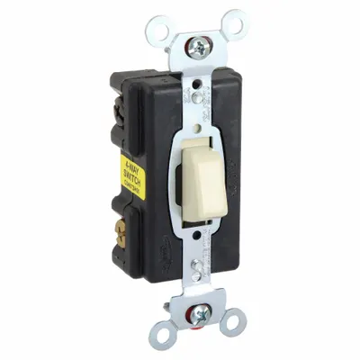 HUBBELL Wall Switch: Push Button Switch, 4-Way, Maintained, Ivory, 120/277V AC - Push-Button Wall Switches