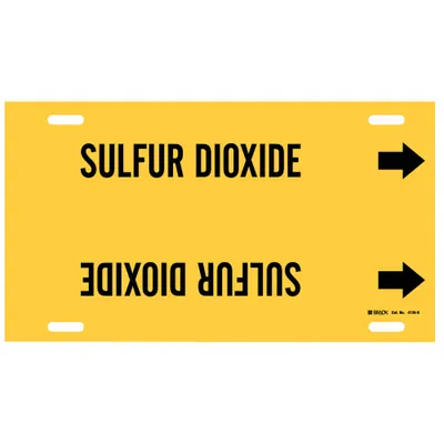 BRADY Pipe Marker: Sulfur Dioxide, Yellow, Black, Fits 8 to 9 7/8 in Pipe O.D. - Sulfur Dioxide Strap-On Pipe Markers