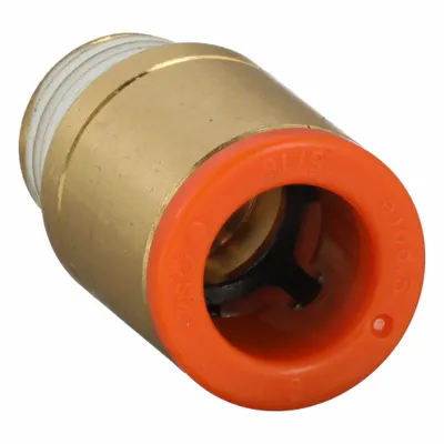 SMC Push-Fit Adapter Fitting: 5/16 in OD x 1/8 in Pipe Size, Push-to-Connect x MNPT - Polybutylene & Brass Tube Fittings