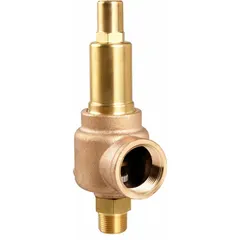 ASME Section VIII steam pressure relief valve with 3/4 in MNPT x 1 in FNPT connections. Bronze body construction. Maximum operating pressure 364 psi. Used to protect boilers, pressure vessels, and piping systems from overpressure in steam applications.