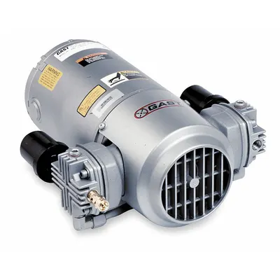 GAST Piston Air Compressor: 0.333 hp, 1 Phase, 115V AC, 100 psi Max Continuous Pressure - Reciprocating Piston Compressor/Vacuum Pumps