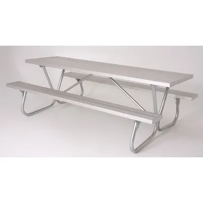 ULTRASITE Picnic Table: Aluminum, Silver, 30 in Overall Ht, 96 in Overall Lg - Rectangular Picnic Tables