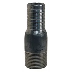 This aluminum x aluminum combination nipple connects 1-1/2 in hose I.D. to NPT threads via a hose barb x NPT connection. Suitable for air, water, and chemical transfer in industrial fluid-handling systems. Fitting size is 1-1/2 in x 1-1/2 in.