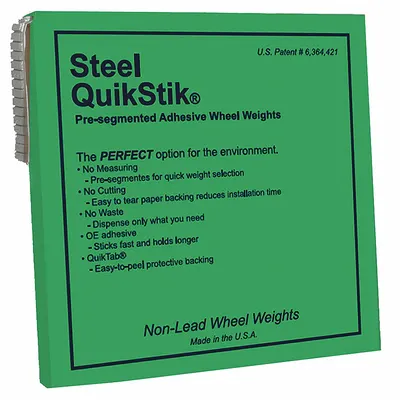 PERFECT EQUIPMENT Adhesive Wheel Weight: Wheel Weights, Adhesive, Aluminum/Steel, SST, Steel - Adhesive Wheel Weights