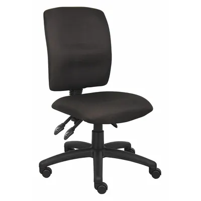 BOSS Office Chair: Black, Fabric Material, 18 1/2 in Back Ht, 19 1/2 in Seat Wd - Armless Office Chairs