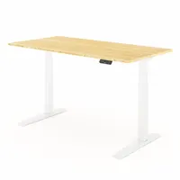 FLEXISPOT Standing Desk: Tan, Bamboo, 60 in Overall Wd, 30 in Overall Dp, 50 5/8 in Max Desktop Ht (MPN E7WPRO6030-LBZB)