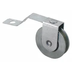 This tension spring roller is a screen door hardware component used to maintain proper tension and smooth sliding operation in sliding screen doors. Supplied as a pair, it features an unfinished gray finish and an overall height of 5 7/16 inches. Suitable for residential and light-commercial applications.