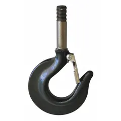 Top hook assembly used to suspend a hoist from an overhead support. Suitable for industrial lifting and material handling applications where secure load attachment is required.