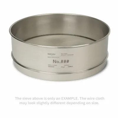ADVANTECH Standard Stainless Steel Cloth Test Sieve: Stainless Steel, 12 in Outside Dia - Standard Stainless Steel Cloth Test Sieves