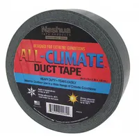 This general purpose duct tape features a black rubber adhesive on a 9 mil thick polyethylene coated cloth backing. It is used for sealing, bundling, and light-duty repairs in industrial settings. Supplied in a 1 7/8 inch width by 60 yard length