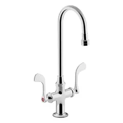 This single-post handle bathroom faucet is constructed from brass with a polished chrome finish. It has a flow rate of 1 gpm and uses an NPSM connection. Suitable for use with lavatory sinks in residential and commercial settings.