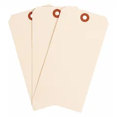 Manila cardstock shipping tag, 30 points thick, 6-1/4 in high by 3-1/8 in wide. Supplied in a 1,000-pack. Used for identification and tracking of shipments, parts, or equipment during transport or storage.