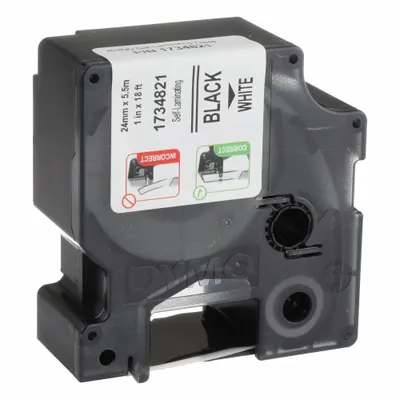 DYMO Combined Label and Ribbon Cartridge: 1 in, 18 ft, Vinyl - Dymo Continuous Label Roll Cartridges