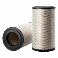 Round engine air filter with axial seal. Outside diameter 9 11/32 in, inside diameter 5 5/32 in. Designed for use in heavy-duty trucks to remove airborne contaminants from intake air