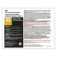 This secondary bottle label is designed for identifying containers holding 3M Tile/Grout and Bowl Cleaner 52, 12 PK. It measures 8 1/2 inches wide by 11 inches tall and displays the legend '3M Tile'. Used in janitorial and cleaning environments for proper chemical labeling and compliance.
