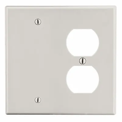 HUBBELL Wall Plate: Combo, 2 Gang, Almond - Combination Wall Plates