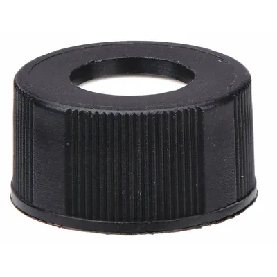 QORPAK Black Polypropylene Screw Cap with PTFE/Silicone Liner - Screw On Caps
