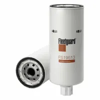 Spin-on fuel/water separator for diesel fuel systems. Features a 3 11/16 in outside diameter and 16 5/16 in overall length with plastic media. Designed to remove water and contaminants from diesel fuel, protecting injectors and engine components. Compatible with Gradall trucks and other heavy-duty vehicles requiring this size