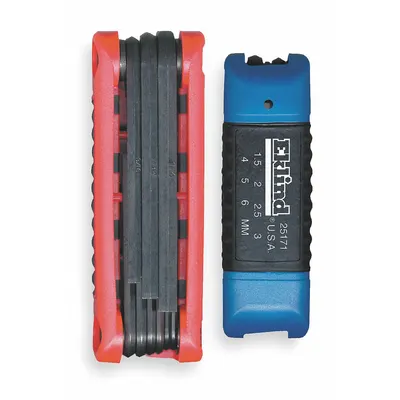 EKLIND Hex Key Set: 1 - 5 Pieces, Fold-Up Hex, Folding, Metric and SAE, Std End - Folding Key Sets